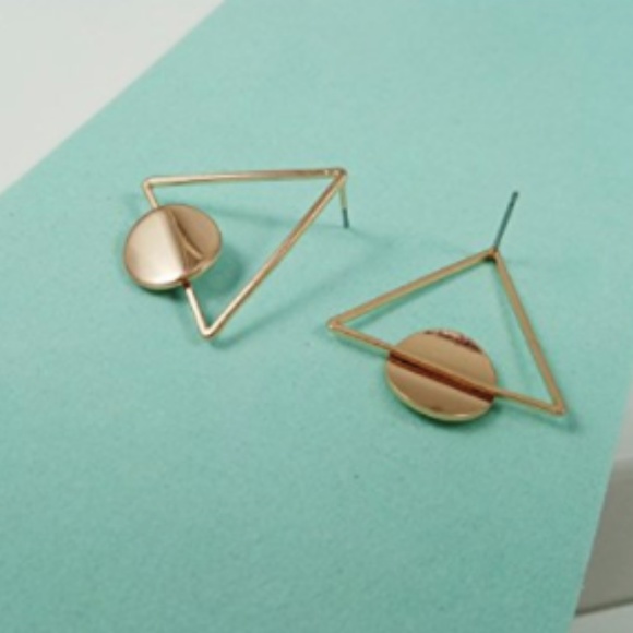 Geometric Triangle and Circular Design Earring - Picture 4 of 6